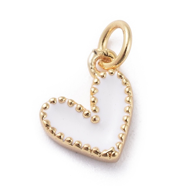 PandaHall Enamel Charms, with Brass Findings, Heart, Real 18k Gold Plated, White, 9x7x2.5mm, Hole: 2.5mm Brass+Enamel Heart White 
PandaHall Enamel Charms, with Brass Findings, Heart, Real 18k Gold Plated, White, 9x7x2.5mm, Hole: 2.5mm Brass+Enamel Heart White