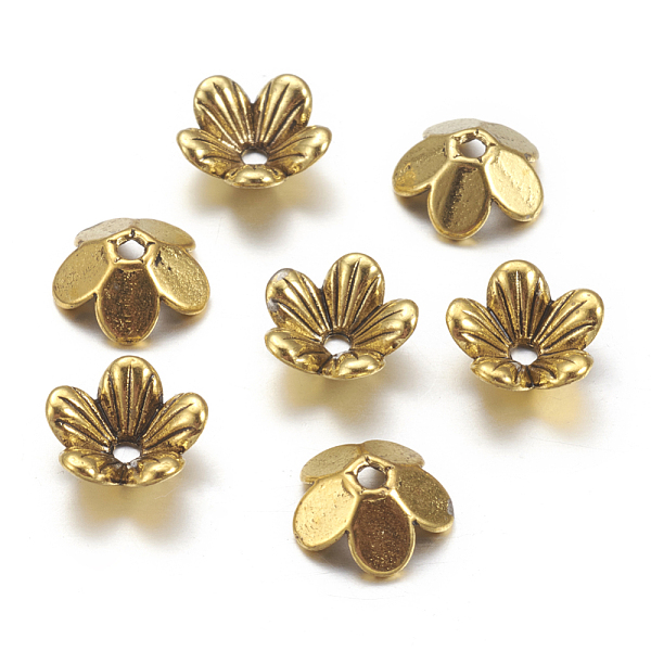 PandaHall Tibetan Style Flower Alloy Bead Caps, 5-Petal, Cadmium Free & Nickel Free & Lead Free, Antique Golden, 9x3mm, Hole: 1.5mm Alloy
PandaHall Tibetan Style Flower Alloy Bead Caps, 5-Petal, Cadmium Free & Nickel Free & Lead Free, Antique Golden, 9x3mm, Hole: 1.5mm Alloy