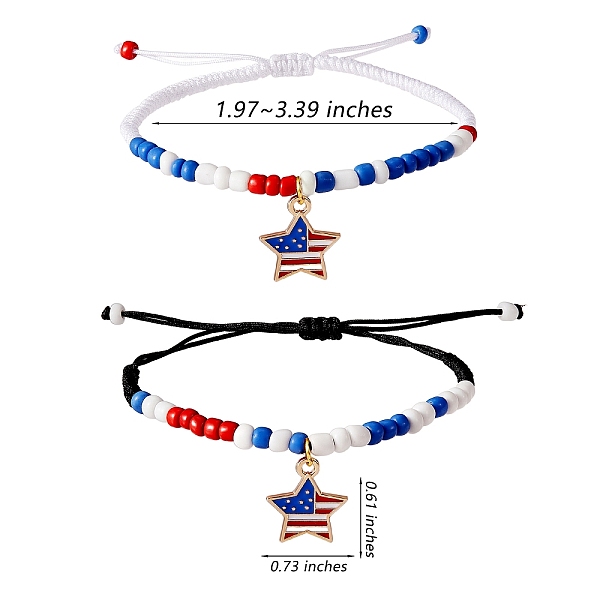 PandaHall 2Pcs 2 Style Alloy Enamel Charms Braided Bead Bracelets Set, Glass Seed & Acrylic Beaded Multi-string Bracelets for Independence..., Multicolor
PandaHall 2Pcs 2 Style Alloy Enamel Charms Braided Bead Bracelets Set, Glass Seed & Acrylic Beaded Multi-string Bracelets for Independence..., Multicolor