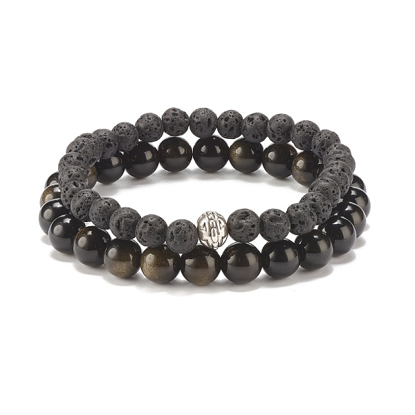 PandaHall 2Pcs 2 Style Natural Golden Sheen Obsidian & Lava Rock Stretch Bracelets Set, Essential Oil Gemstone Jewelry for Women, Inner...
PandaHall 2Pcs 2 Style Natural Golden Sheen Obsidian & Lava Rock Stretch Bracelets Set, Essential Oil Gemstone Jewelry for Women, Inner...