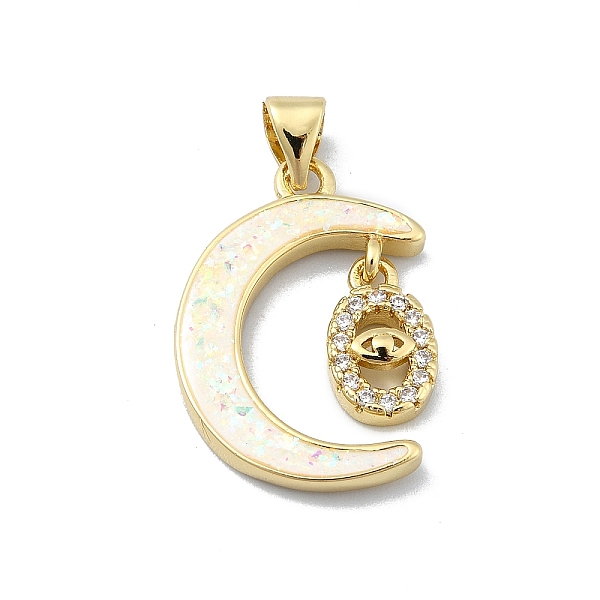 PandaHall Brass Micro Pave Clear Cubic Zirconia Pendants, with Sythetic Opal, Real 18K Gold Plated, Moon, Evil Eye, 21.5x15x3mm, Hole...
PandaHall Brass Micro Pave Clear Cubic Zirconia Pendants, with Sythetic Opal, Real 18K Gold Plated, Moon, Evil Eye, 21.5x15x3mm, Hole...