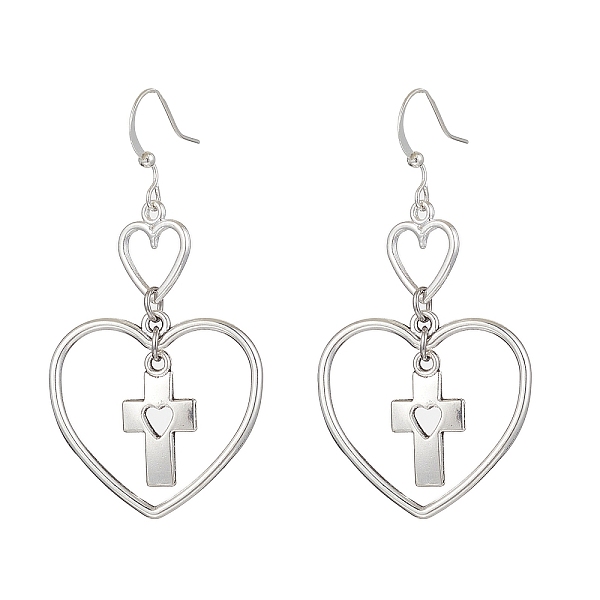 PandaHall Heart Alloy Dangle Earrings, Brass Earring for Women, Cross, 58x29.5mm Alloy Cross
PandaHall Heart Alloy Dangle Earrings, Brass Earring for Women, Cross, 58x29.5mm Alloy Cross