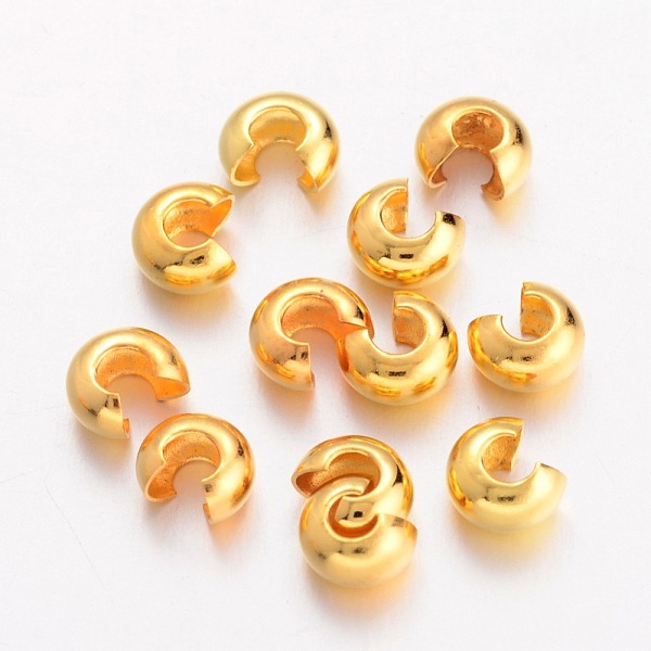 PandaHall Brass Crimp Beads Covers, Round, Golden, About 4mm In Diameter, 3mm Thick, Hole: 1.5mm Brass
PandaHall Brass Crimp Beads Covers, Round, Golden, About 4mm In Diameter, 3mm Thick, Hole: 1.5mm Brass