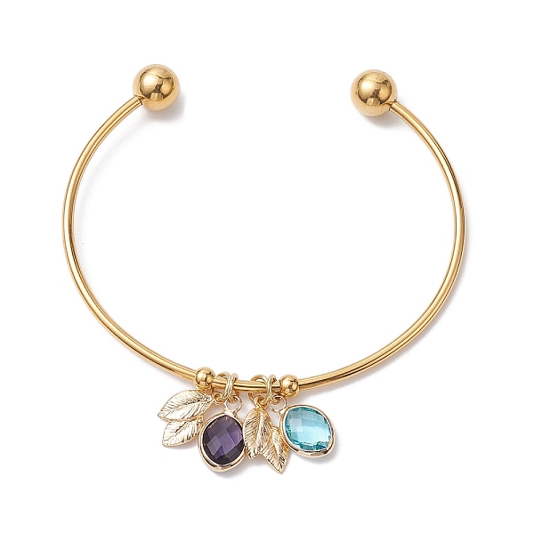 PandaHall 304 Stainless Steel Cuff Bangles with Brass Leaf Charms, Golden, Inner Diameter: 2-1/2 inch(6.3cm) 304 Stainless Steel Leaf
PandaHall 304 Stainless Steel Cuff Bangles with Brass Leaf Charms, Golden, Inner Diameter: 2-1/2 inch(6.3cm) 304 Stainless Steel Leaf