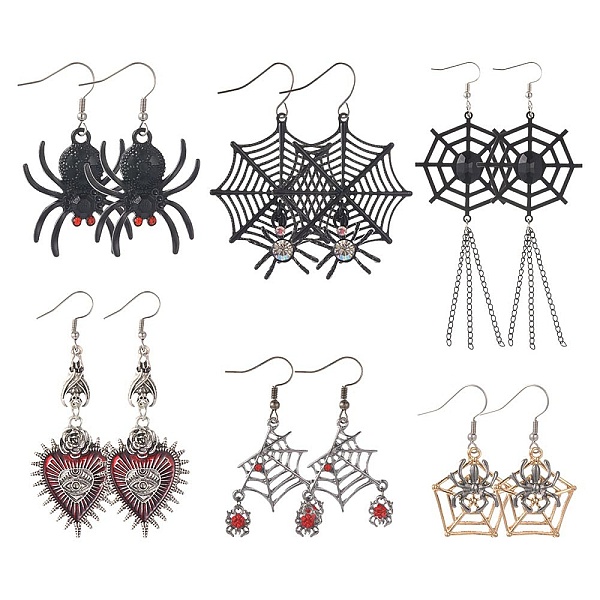 PandaHall SUNNYCLUE 6 Pairs 6 Styles Halloween Spider Web & Heart with Evil Eye Alloy Enamel Dangle Earrings for Women, Mixed Color...
PandaHall SUNNYCLUE 6 Pairs 6 Styles Halloween Spider Web & Heart with Evil Eye Alloy Enamel Dangle Earrings for Women, Mixed Color...