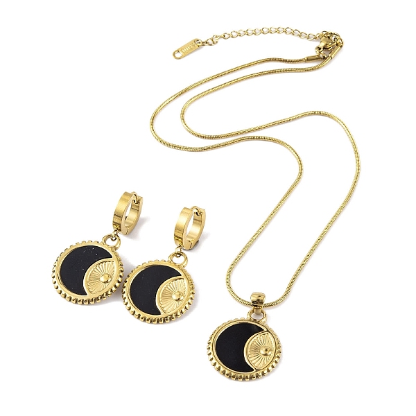 PandaHall Flat Round with Moon Glass Hoop Earrings & Pendant Necklaces Sets, 304 Stainless Steel Jewelry Sets for Women, Golden, 400mm 304..., Black
PandaHall Flat Round with Moon Glass Hoop Earrings & Pendant Necklaces Sets, 304 Stainless Steel Jewelry Sets for Women, Golden, 400mm 304..., Black