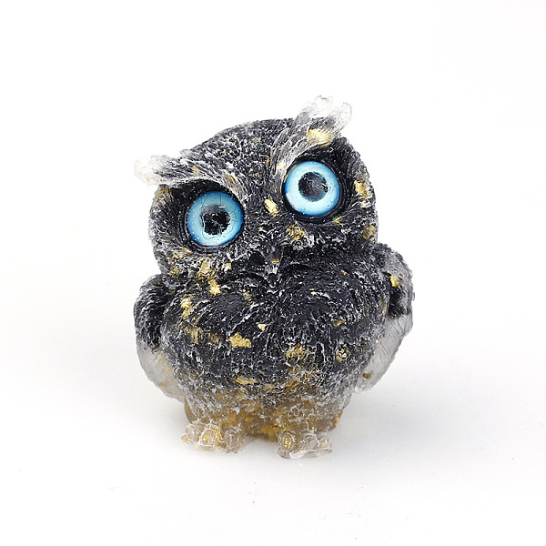 PandaHall Resin Home Display Decorations, with Natural Obsidian Chips and Gold Foil Inside, Owl, Random Eye Color, 60x50x42mm Obsidian Owl
PandaHall Resin Home Display Decorations, with Natural Obsidian Chips and Gold Foil Inside, Owl, Random Eye Color, 60x50x42mm Obsidian Owl