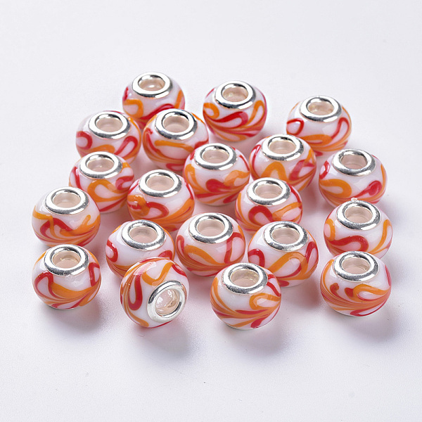 PandaHall Handmade Lampwork European Beads, Large Hole Beads, with Silver Color Plated Brass Double Cores, Rondelle, Colorful, 14x11mm, Hole...
PandaHall Handmade Lampwork European Beads, Large Hole Beads, with Silver Color Plated Brass Double Cores, Rondelle, Colorful, 14x11mm, Hole...