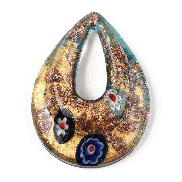 PandaHall Handmade Gold Sand Lampwork Big Pendants, Inside Millefiori Glass, Teardrop, Dark Cyan, 52.5x39x12mm, Hole: 25x10mm Lampwork...
PandaHall Handmade Gold Sand Lampwork Big Pendants, Inside Millefiori Glass, Teardrop, Dark Cyan, 52.5x39x12mm, Hole: 25x10mm Lampwork...