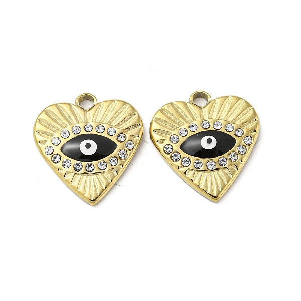PandaHall Ion Plating(IP) 304 Stainless Steel Rhinestone Pendants, with Enamel, Heart with Evil Eye Charm, Golden, Black, 17x16x3mm, Hole...
PandaHall Ion Plating(IP) 304 Stainless Steel Rhinestone Pendants, with Enamel, Heart with Evil Eye Charm, Golden, Black, 17x16x3mm, Hole...