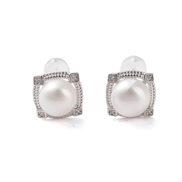 PandaHall 925 Sterling Silver Studs Earring, with Cubic Zirconia and Natural Pearl, Square, Platinum, 10x12.5mm Pearl Square
PandaHall 925 Sterling Silver Studs Earring, with Cubic Zirconia and Natural Pearl, Square, Platinum, 10x12.5mm Pearl Square