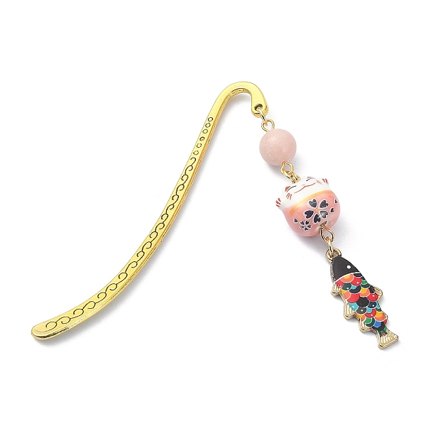 PandaHall Japanese Style Maneki-neko Bookmark, Lucky Cat & Fish Pendant Bookmark with Natural Round Pink Opal, Alloy Hook Bookmarks, 84mm...
PandaHall Japanese Style Maneki-neko Bookmark, Lucky Cat & Fish Pendant Bookmark with Natural Round Pink Opal, Alloy Hook Bookmarks, 84mm...