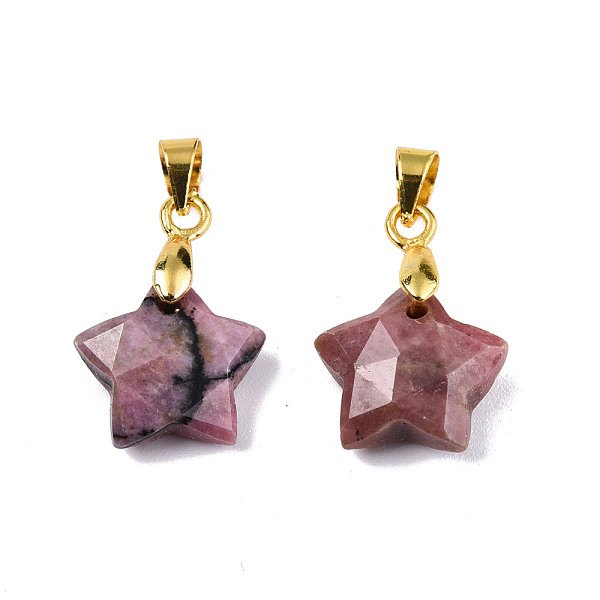 PandaHall Natural Rhodonite Charms, with Golden Plated Brass Findings, Faceted Star, Star: 12x12.5x5.5mm, Hole: 3.5x4mm Rhodonite Star
PandaHall Natural Rhodonite Charms, with Golden Plated Brass Findings, Faceted Star, Star: 12x12.5x5.5mm, Hole: 3.5x4mm Rhodonite Star