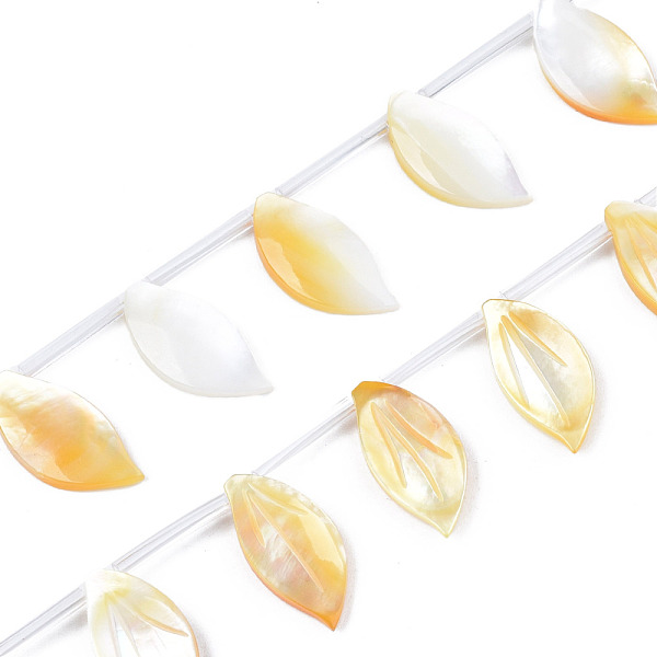 PandaHall Natural Yellow Shell Beads Strands, Leaf, 17.5~18.5x8~9x2~3mm, Hole: 0.5mm, about 20pcs/strand, 12.87 inch(32.7cm) Yellow Shell...
PandaHall Natural Yellow Shell Beads Strands, Leaf, 17.5~18.5x8~9x2~3mm, Hole: 0.5mm, about 20pcs/strand, 12.87 inch(32.7cm) Yellow Shell...