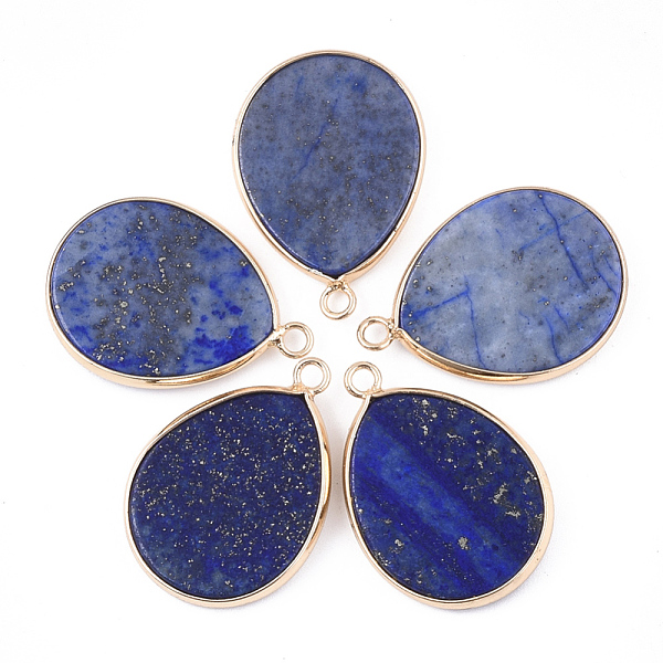 PandaHall Natural Lapis Lazuli Pendants, Dyed, with Brass Findings, Drop, Golden, 30.5x21~22x3~3.5mm, Hole: 2mm Lapis Lazuli Teardrop
PandaHall Natural Lapis Lazuli Pendants, Dyed, with Brass Findings, Drop, Golden, 30.5x21~22x3~3.5mm, Hole: 2mm Lapis Lazuli Teardrop