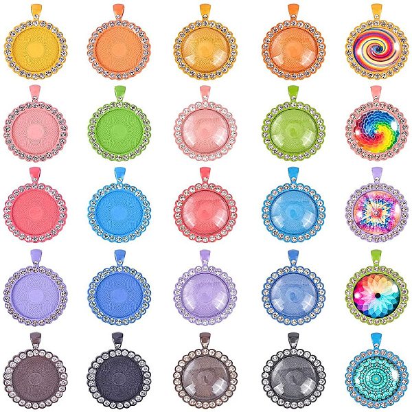 PandaHall DIY Pendant Makings, with Alloy Crystal Rhinestone Pendant Cabochon Settings, Transparent Glass Cabochons, Flat Round, Mixed Color..., Multicolor
PandaHall DIY Pendant Makings, with Alloy Crystal Rhinestone Pendant Cabochon Settings, Transparent Glass Cabochons, Flat Round, Mixed Color..., Multicolor