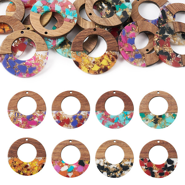 PandaHall 16Pcs 8 Colors Transparent Resin & Walnut Wood Pendants, with Gold Foil, Donut Charms, Mixed Color, 38x3mm, Hole: 2mm, 2pcs/color..., Multicolor
PandaHall 16Pcs 8 Colors Transparent Resin & Walnut Wood Pendants, with Gold Foil, Donut Charms, Mixed Color, 38x3mm, Hole: 2mm, 2pcs/color..., Multicolor