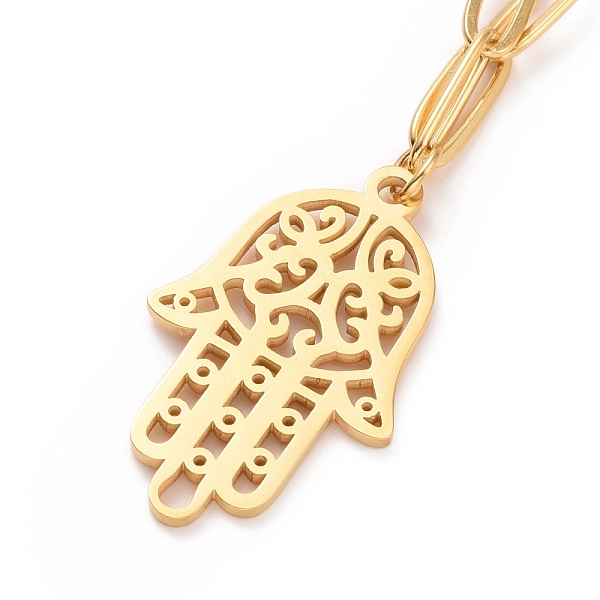 PandaHall 304 Stainless Steel Hamsa Hand Pendant Necklace for Women, Golden, 18.90 inch(48cm) 304 Stainless Steel
PandaHall 304 Stainless Steel Hamsa Hand Pendant Necklace for Women, Golden, 18.90 inch(48cm) 304 Stainless Steel