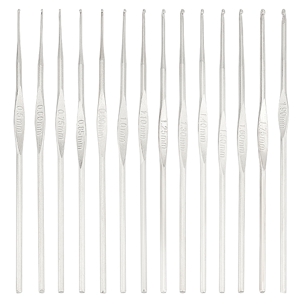 PandaHall Unicraftale 14Pcs 14 Style Iron Thin Knitting Needles, Lace Craft Crochet Hooks, Platinum, 120x5mm, Pin: 0.5~1.9mm, 1pc/style Iron
PandaHall Unicraftale 14Pcs 14 Style Iron Thin Knitting Needles, Lace Craft Crochet Hooks, Platinum, 120x5mm, Pin: 0.5~1.9mm, 1pc/style Iron