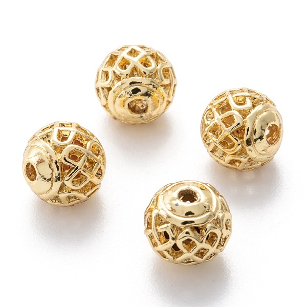 PandaHall Alloy Hollow Beads, Round, Cadmium Free & Lead Free, Real 18K Gold Plated, 8x7~8mm, Hole: 1.5~2mm Alloy Round
PandaHall Alloy Hollow Beads, Round, Cadmium Free & Lead Free, Real 18K Gold Plated, 8x7~8mm, Hole: 1.5~2mm Alloy Round
