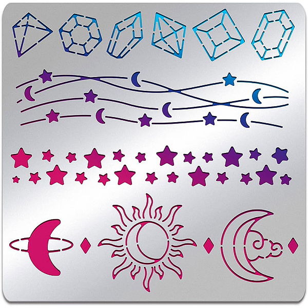 PandaHall BENECREAT Sun Pattern Stainless Steel Stencil Template, 6x6 inch Gems Moon Stars Sun Metal Drawing Stencil for Wood Burning...
PandaHall BENECREAT Sun Pattern Stainless Steel Stencil Template, 6x6 inch Gems Moon Stars Sun Metal Drawing Stencil for Wood Burning...