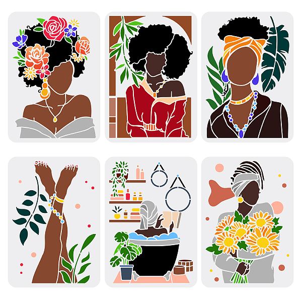 PandaHall FINGERINSPIRE 6 pcs African Tribal Women Stencils 8.3x11.7inch Reusable African American Painting Stencil Female Silhouette...
PandaHall FINGERINSPIRE 6 pcs African Tribal Women Stencils 8.3x11.7inch Reusable African American Painting Stencil Female Silhouette...