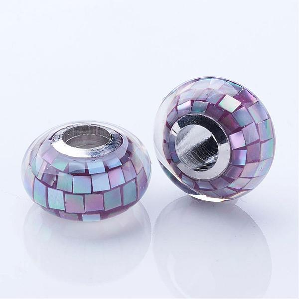 PandaHall Shell European Beads, with Brass Cores, Rondelle, Large Hole Beads, Platinum, Old Rose, 13~14x7.5mm, Hole: 4.5mm Shell+Brass Core..., Purple
PandaHall Shell European Beads, with Brass Cores, Rondelle, Large Hole Beads, Platinum, Old Rose, 13~14x7.5mm, Hole: 4.5mm Shell+Brass Core..., Purple
