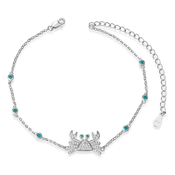 PandaHall SHEGRACE Rhodium Plated 925 Sterling Silver Link Anklets, with Grade AAA Cubic Zirconia, Crab, Dark Cyan, Platinum, 8-1/4 inch...
PandaHall SHEGRACE Rhodium Plated 925 Sterling Silver Link Anklets, with Grade AAA Cubic Zirconia, Crab, Dark Cyan, Platinum, 8-1/4 inch...