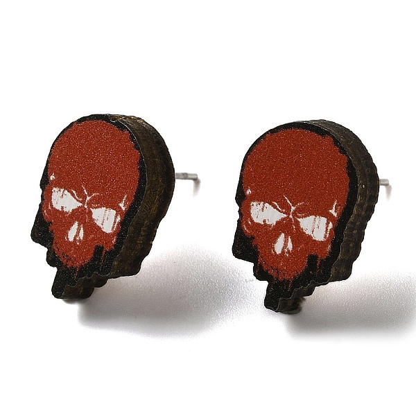 PandaHall Wood Stud Earrings, with 316 Surgical Stainless Steel Pin, Halloween Theme, FireBrick, Skull, 16x11mm Wood Skull Red
PandaHall Wood Stud Earrings, with 316 Surgical Stainless Steel Pin, Halloween Theme, FireBrick, Skull, 16x11mm Wood Skull Red