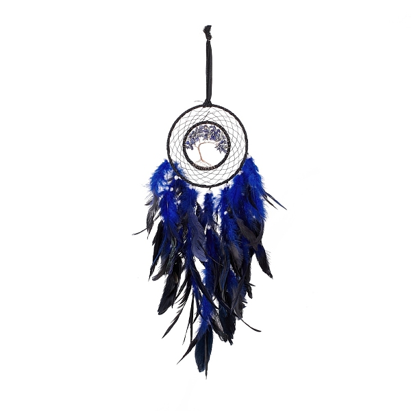 PandaHall Iron Woven Web/Net with Feather Pendant Decorations, with Plastic and Lapis Lazuli Beads, Covered with Leather and Velvet Cord..., Blue
PandaHall Iron Woven Web/Net with Feather Pendant Decorations, with Plastic and Lapis Lazuli Beads, Covered with Leather and Velvet Cord..., Blue