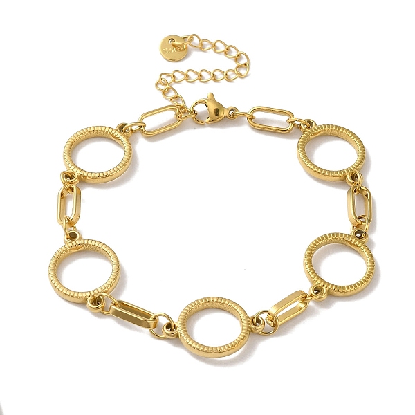 PandaHall 304 Stainless Steel Ring Link Chain Bracelets for Women, Real 18K Gold Plated, 7-1/4 inch(18.5cm) 304 Stainless Steel Ring
PandaHall 304 Stainless Steel Ring Link Chain Bracelets for Women, Real 18K Gold Plated, 7-1/4 inch(18.5cm) 304 Stainless Steel Ring