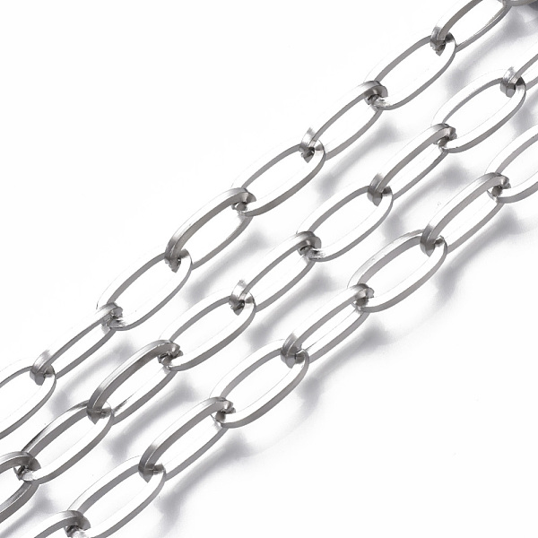 PandaHall 304 Stainless Steel Cable Chains, with Spool, Unwelded, Flat Oval, Stainless Steel Color, 16x8x2mm, about 32.8 Feet(10m)/roll 304...
PandaHall 304 Stainless Steel Cable Chains, with Spool, Unwelded, Flat Oval, Stainless Steel Color, 16x8x2mm, about 32.8 Feet(10m)/roll 304...