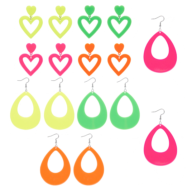 PandaHall PH 8 Pairs 2 Style Neon Earrings 80s Retro Teardrop Heart Earrings Acrylic Dangle Drop Earrings Hollow Teardrop Heart Earrings..., Multicolor
PandaHall PH 8 Pairs 2 Style Neon Earrings 80s Retro Teardrop Heart Earrings Acrylic Dangle Drop Earrings Hollow Teardrop Heart Earrings..., Multicolor