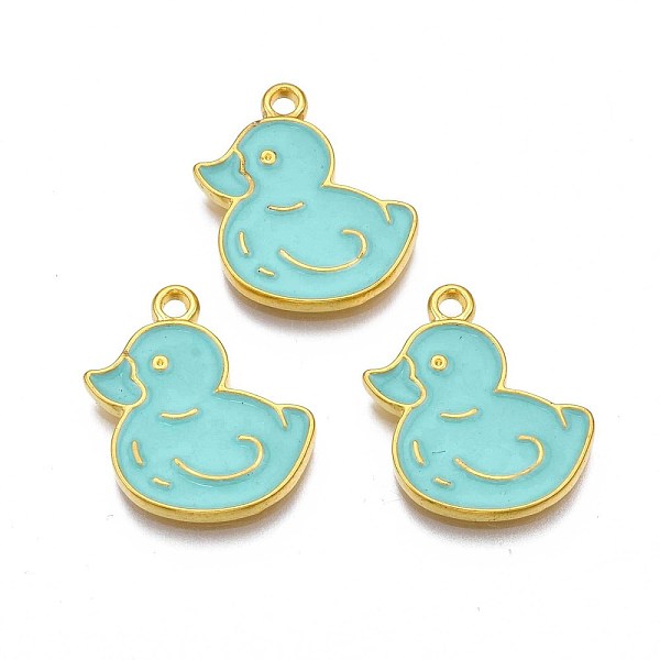 PandaHall Rack Plating Alloy Enamel Pendants, Cadmium Free & Nickel Free & Lead Free, Golden, Duck, Turquoise, 20x18x2mm, Hole: 1.6mm..., Green
PandaHall Rack Plating Alloy Enamel Pendants, Cadmium Free & Nickel Free & Lead Free, Golden, Duck, Turquoise, 20x18x2mm, Hole: 1.6mm..., Green