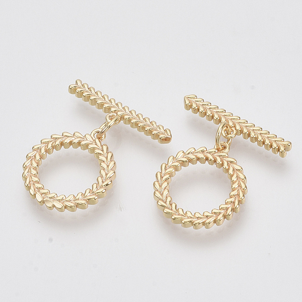 PandaHall Brass Toggle Clasps, Real 18K Gold Plated, Round Ring with Leaf Pattern, Nickel Free, 25mm Long, Bar: 21x5x2mm, Hole: 1.2mm, Ring...
PandaHall Brass Toggle Clasps, Real 18K Gold Plated, Round Ring with Leaf Pattern, Nickel Free, 25mm Long, Bar: 21x5x2mm, Hole: 1.2mm, Ring...