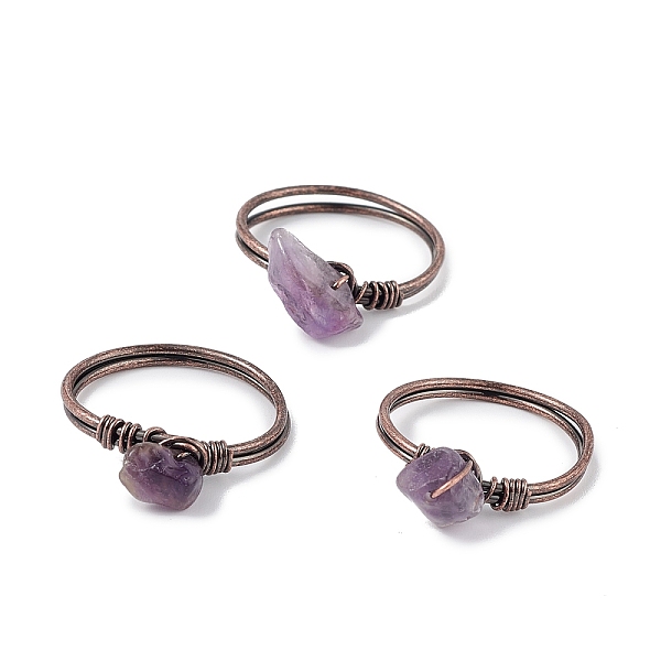 PandaHall Natural Amethyst Chips Finger Ring, Red Copper Brass Wire Wrap Jewelry for Women, Inner Diameter: 18mm Amethyst
PandaHall Natural Amethyst Chips Finger Ring, Red Copper Brass Wire Wrap Jewelry for Women, Inner Diameter: 18mm Amethyst