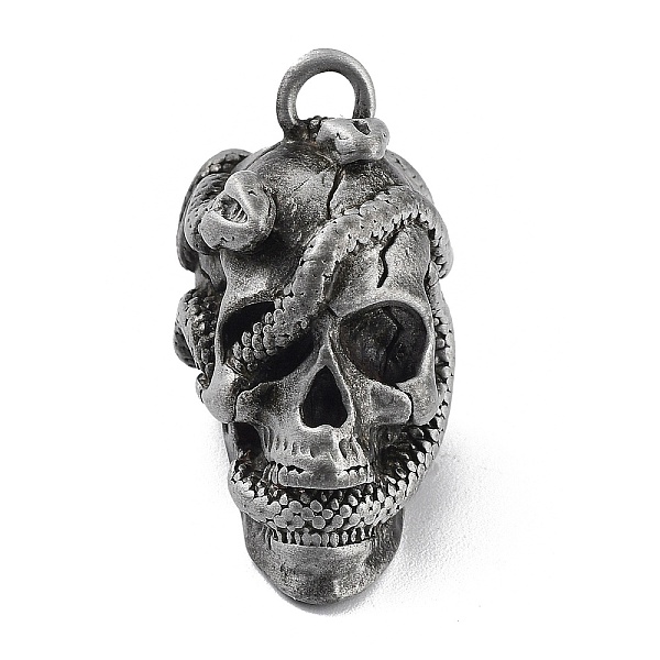 PandaHall Tibetan Style Alloy Pendant, Frosted, Skull with Snake Charm, Antique Silver, 38x19x27.5mm, Hole: 4.2mm Alloy Skull
PandaHall Tibetan Style Alloy Pendant, Frosted, Skull with Snake Charm, Antique Silver, 38x19x27.5mm, Hole: 4.2mm Alloy Skull
