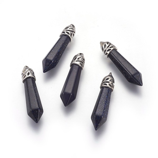 PandaHall Synthetic Blue Goldstone Pendants, with Alloy Findings, Hexagonal, Platinum, 38~40x8~10mm, Hole: 3mm Blue Goldstone Hexagon
PandaHall Synthetic Blue Goldstone Pendants, with Alloy Findings, Hexagonal, Platinum, 38~40x8~10mm, Hole: 3mm Blue Goldstone Hexagon