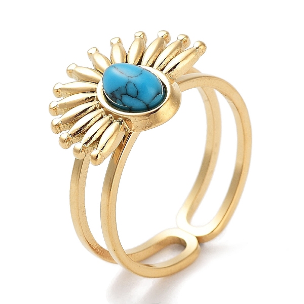 PandaHall Ion Plating(IP) 304 Stainless Steel Ring, Synthetic Turquoise Rings, Flower, 15.5x12.5mm, Inner Diameter: Adjustable Synthetic...
PandaHall Ion Plating(IP) 304 Stainless Steel Ring, Synthetic Turquoise Rings, Flower, 15.5x12.5mm, Inner Diameter: Adjustable Synthetic...