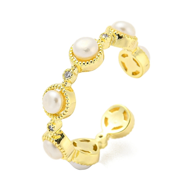 PandaHall Natural Pearl Open Cuff Ring with Cubic Zirconia, Brass Finger Ring, Real 14K Gold Plated, US Size 7 3/4(17.9mm) Pearl
PandaHall Natural Pearl Open Cuff Ring with Cubic Zirconia, Brass Finger Ring, Real 14K Gold Plated, US Size 7 3/4(17.9mm) Pearl