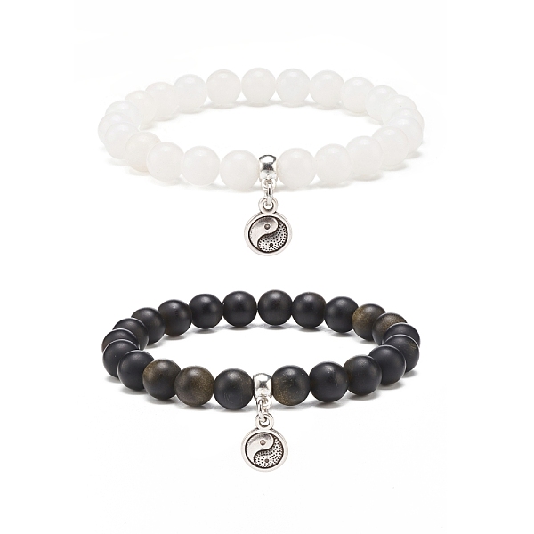 PandaHall 2Pcs 2 Style Natural Golden Sheen Obsidia & White Jade Stretch Bracelets Set with Alloy Yin Yang Charms, Gemstone Jewelry for...
PandaHall 2Pcs 2 Style Natural Golden Sheen Obsidia & White Jade Stretch Bracelets Set with Alloy Yin Yang Charms, Gemstone Jewelry for...
