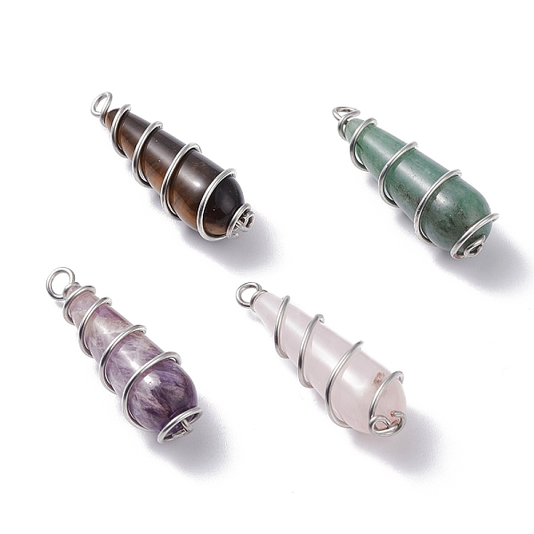 PandaHall Teardrop Natural Mixed Gemstone Pendants, with Silver Copper Wire Findings, 37x12x12.5mm, Hole: 2~3mm Mixed Stone Teardrop
PandaHall Teardrop Natural Mixed Gemstone Pendants, with Silver Copper Wire Findings, 37x12x12.5mm, Hole: 2~3mm Mixed Stone Teardrop