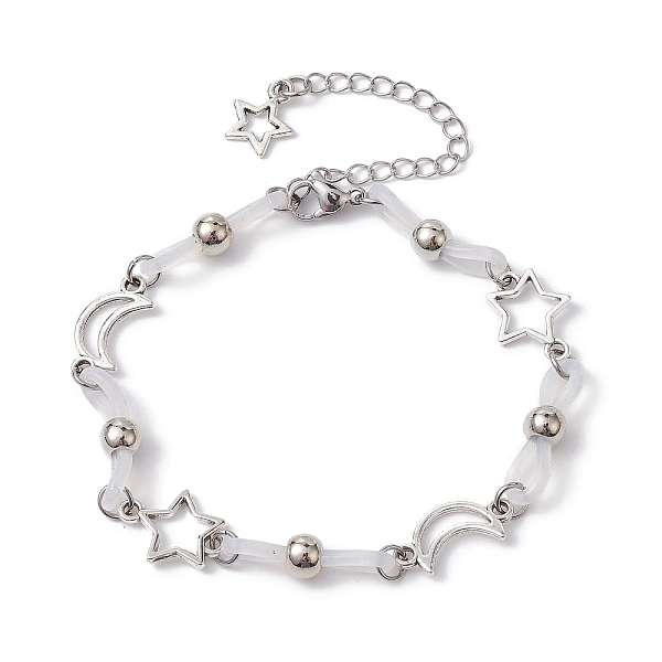 PandaHall Alloy & Silicone Link Chain Bracelets, Star & Moon Bracelet for Women, WhiteSmoke, 7-3/4~7-7/8 inch(19.7~20cm) Alloy Star White
PandaHall Alloy & Silicone Link Chain Bracelets, Star & Moon Bracelet for Women, WhiteSmoke, 7-3/4~7-7/8 inch(19.7~20cm) Alloy Star White