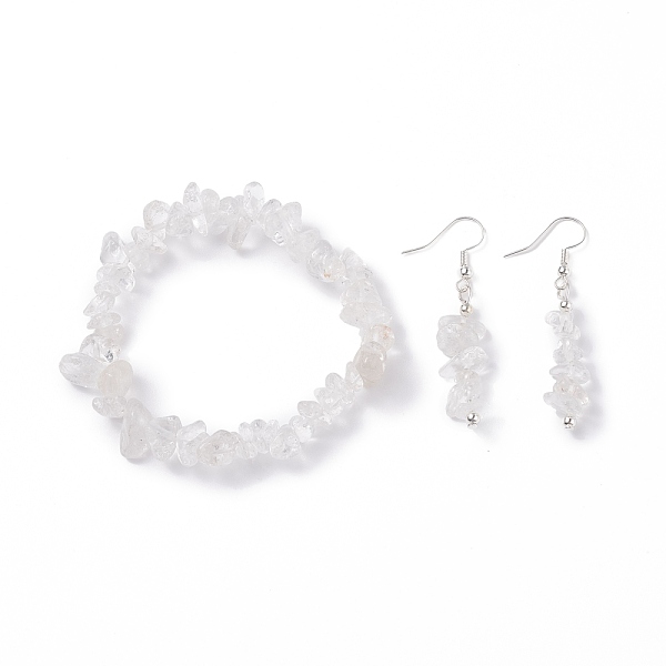 PandaHall Natural Quartz Crystal Chips Beaded Jewelry Set, Gemstone Stretch Bracelets & Dangle Earrings for Women, Platinum, 35mm, Pin...
PandaHall Natural Quartz Crystal Chips Beaded Jewelry Set, Gemstone Stretch Bracelets & Dangle Earrings for Women, Platinum, 35mm, Pin...