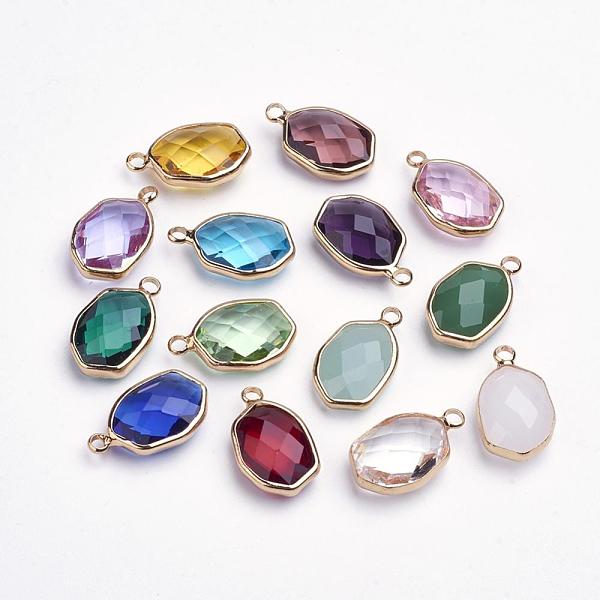 PandaHall Glass Pendants, with Brass Findings, Faceted Oval, Golden, Mixed Color, 20x12x6~6.5mm, Hole: 2mm Brass+Glass Oval Multicolor
PandaHall Glass Pendants, with Brass Findings, Faceted Oval, Golden, Mixed Color, 20x12x6~6.5mm, Hole: 2mm Brass+Glass Oval Multicolor