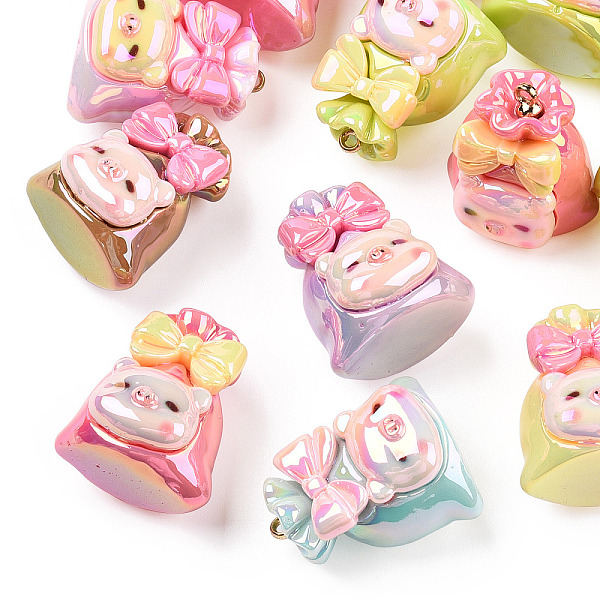PandaHall UV Plated Rainbow Resin Pendants, Pig Shaped Lucky Bag Charms with Golden Tone Alloy Loops, Mixed Color, 34x28.5x25mm, Hole: 2mm..., Multicolor
PandaHall UV Plated Rainbow Resin Pendants, Pig Shaped Lucky Bag Charms with Golden Tone Alloy Loops, Mixed Color, 34x28.5x25mm, Hole: 2mm..., Multicolor