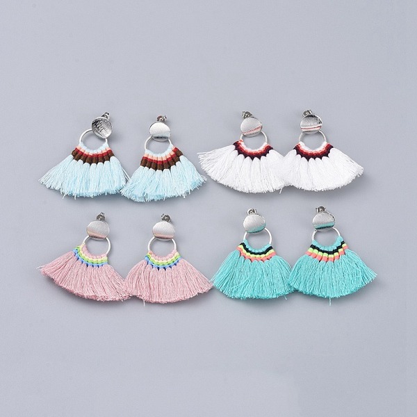 PandaHall Polycotton(Polyester Cotton) Tassel Dangle Earrings, with Brass Ear Stud Findings and Ear Nuts, Platinum, Mixed Color, 50.5mm, Pin..., Multicolor
PandaHall Polycotton(Polyester Cotton) Tassel Dangle Earrings, with Brass Ear Stud Findings and Ear Nuts, Platinum, Mixed Color, 50.5mm, Pin..., Multicolor