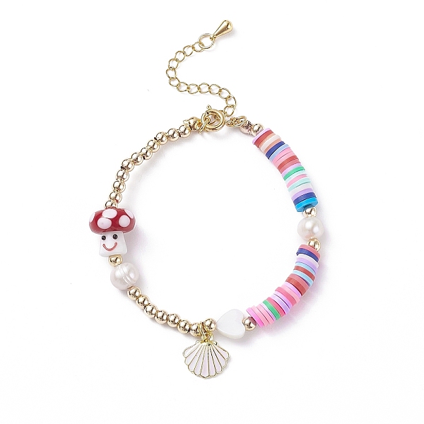 PandaHall Alloy Enamel Shell Charm Bracelet, Natural Pearl & Polymer Clay & Lampwork Mushroom Bracelet for Women, Colorful, 7-3/8 inch...
PandaHall Alloy Enamel Shell Charm Bracelet, Natural Pearl & Polymer Clay & Lampwork Mushroom Bracelet for Women, Colorful, 7-3/8 inch...