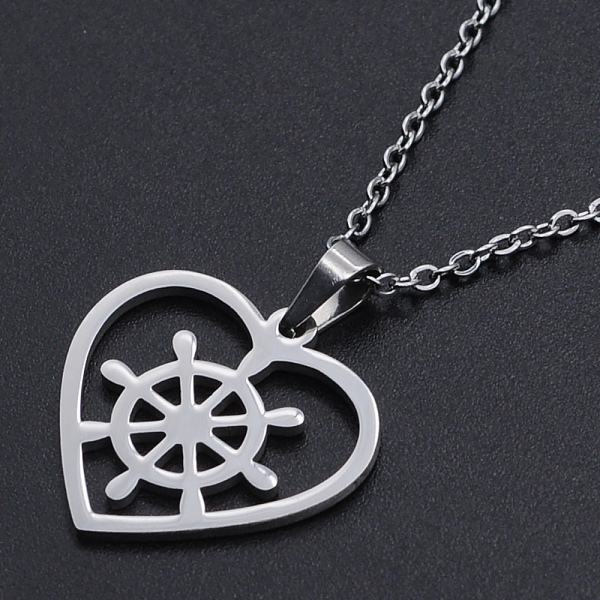 PandaHall 201 Stainless Steel Pendants Necklaces, with Cable Chains and Lobster Claw Clasps, Heart with Helm, Stainless Steel Color, 17.71...
PandaHall 201 Stainless Steel Pendants Necklaces, with Cable Chains and Lobster Claw Clasps, Heart with Helm, Stainless Steel Color, 17.71...