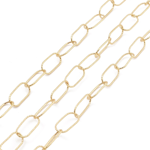 PandaHall Brass Textured Oval Link Chains, Unwelded, with Spool, Real 18K Gold Plated, 14x7x0.8mm Brass
PandaHall Brass Textured Oval Link Chains, Unwelded, with Spool, Real 18K Gold Plated, 14x7x0.8mm Brass